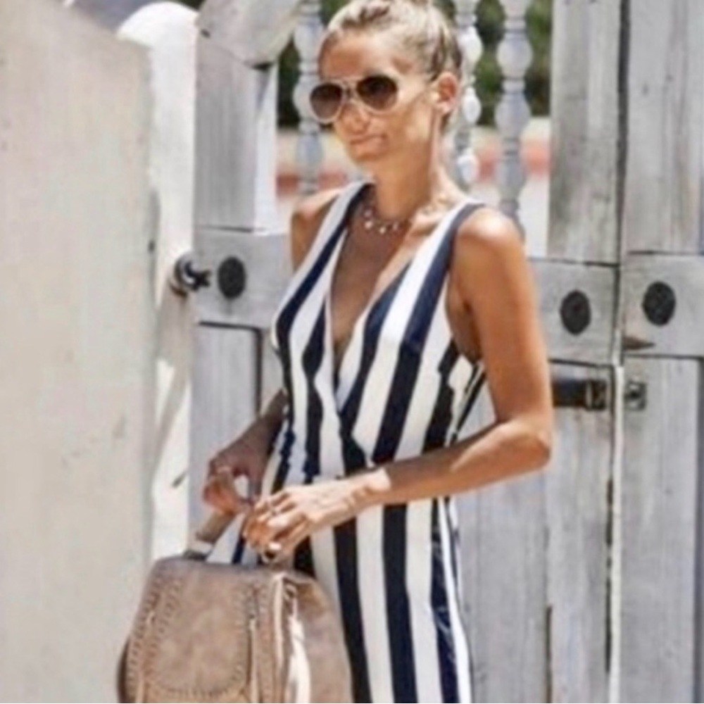 VICI Black and White Striped jumpsuit